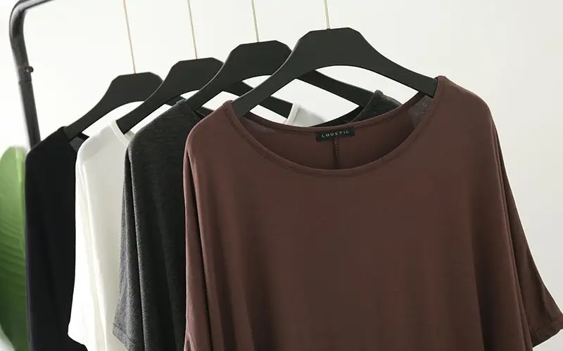 2018 New Modal Irregular Loose T-Shirt Women Plus Size Brown — feature 3
