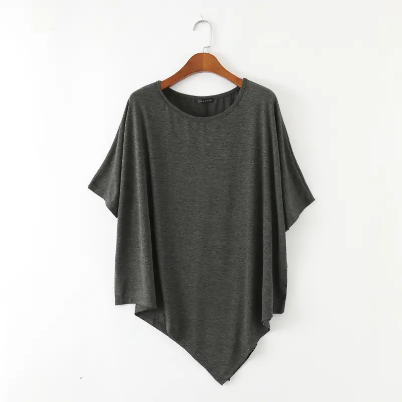 2018 New Modal Irregular Loose T-Shirt Women Plus Size Brown — feature 4