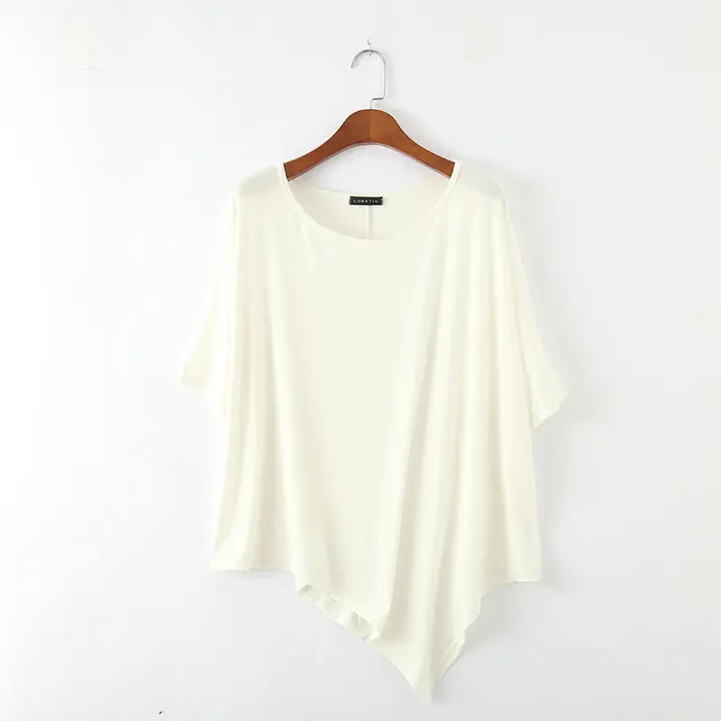 2018 New Modal Irregular Loose T-Shirt Women Plus Size Brown — feature 7