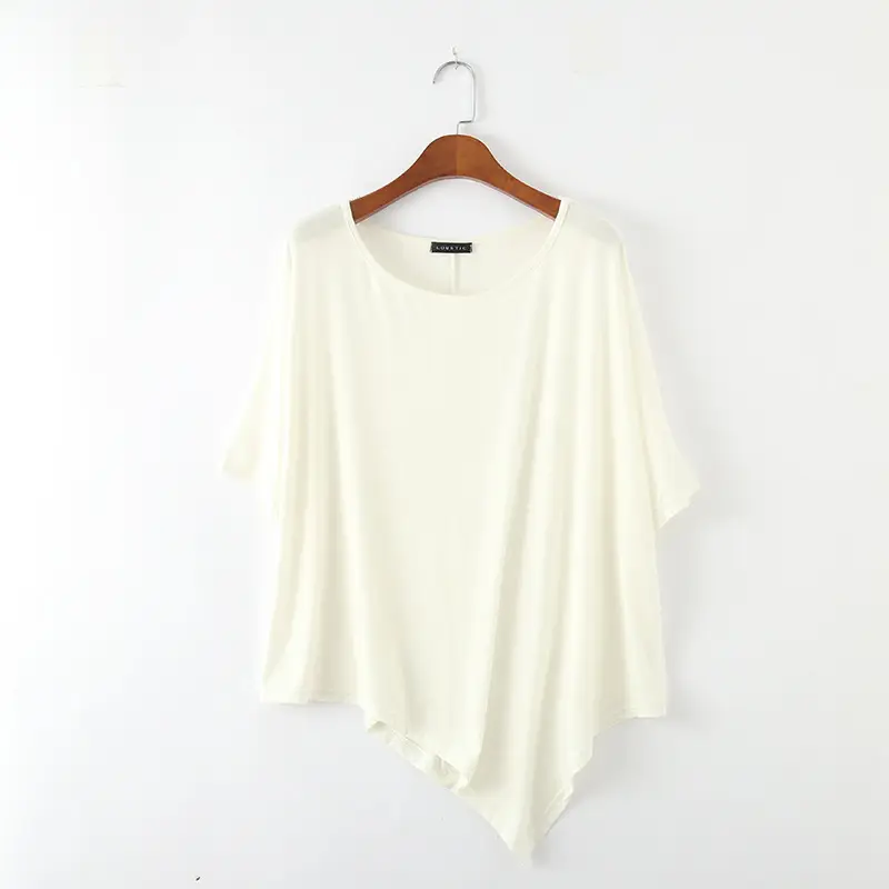 2018 New Modal Irregular Loose T-Shirt Women Plus Size Brown - Image 2