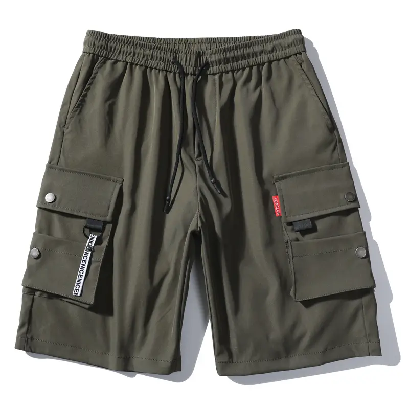 Men's Black Multi-Pocket Casual Shorts Hip Hop Style - Image 2