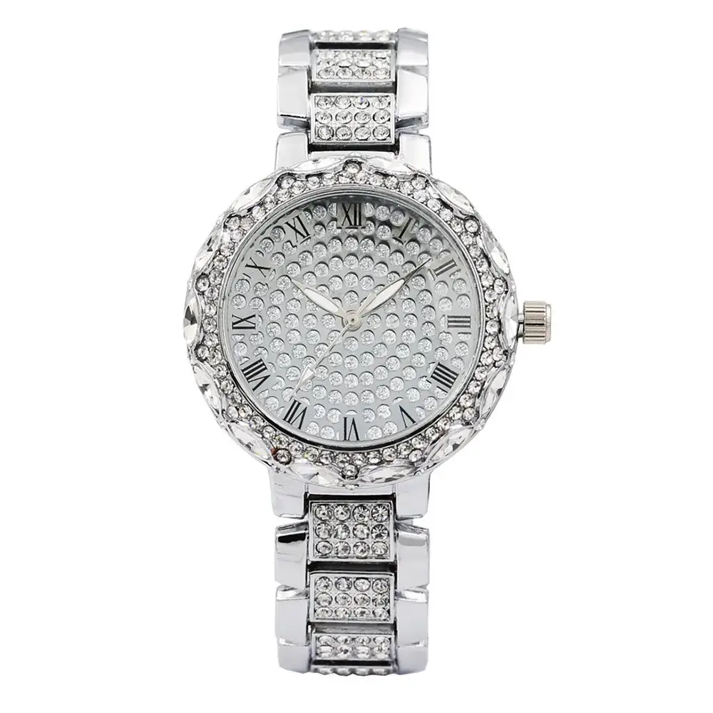 Women's Full Diamond Rhinestone Watch Rose Gold Large Dial - Image 3