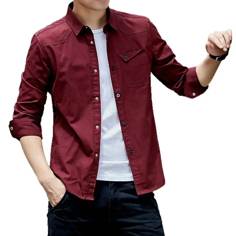 Men's Long Sleeve Hemp Cotton Shirt Navy Blue - Image 11