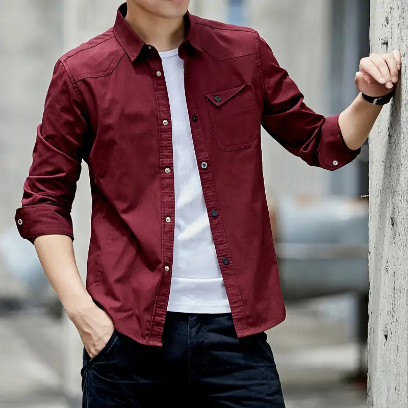 Men's Long Sleeve Hemp Cotton Shirt Navy Blue - Image 5