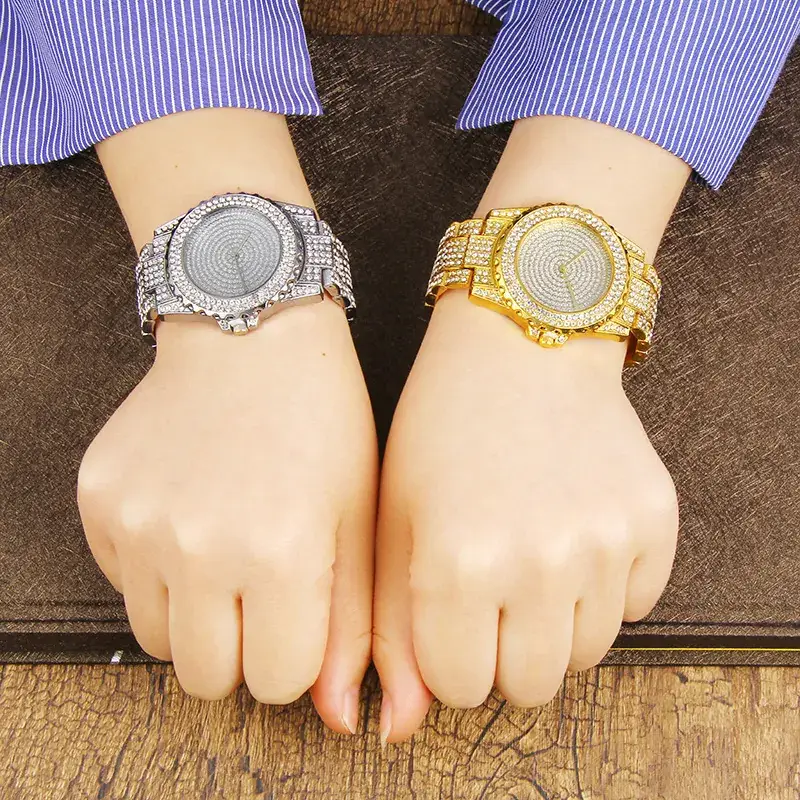 Full Diamond Women's Watch with Gold Steel Band - Image 8
