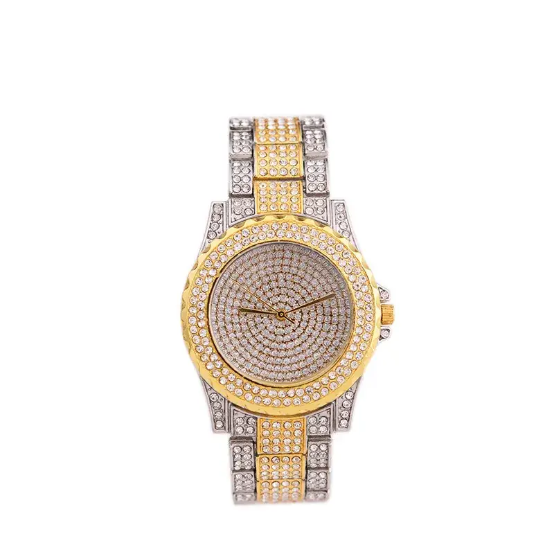 Full Diamond Women's Watch with Gold Steel Band - Image 4