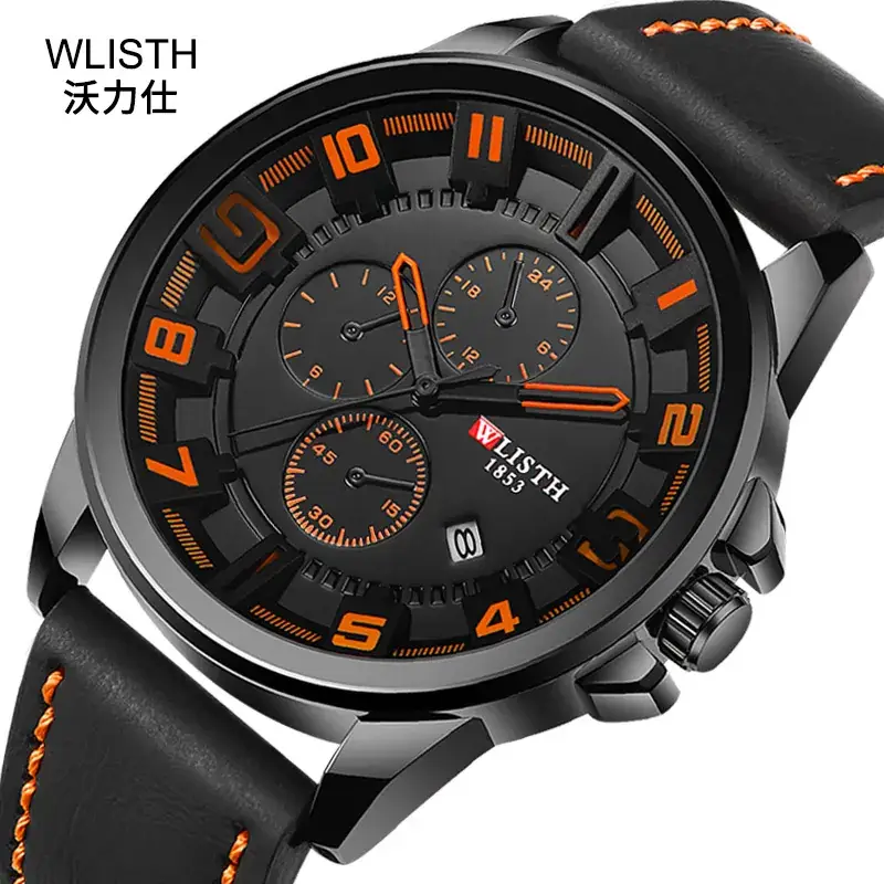 Voris Men's Black Red Chronograph Watch Quartz