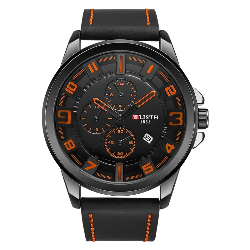 Voris Men's Black Red Chronograph Watch Quartz