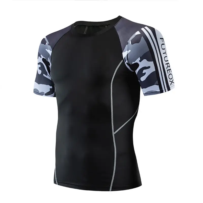 Men's Black Quick-Drying Sports T-Shirt with Red Blue Design - Image 6