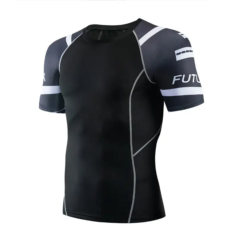 Men's Black Quick-Drying Sports T-Shirt with Red Blue Design - Image 5