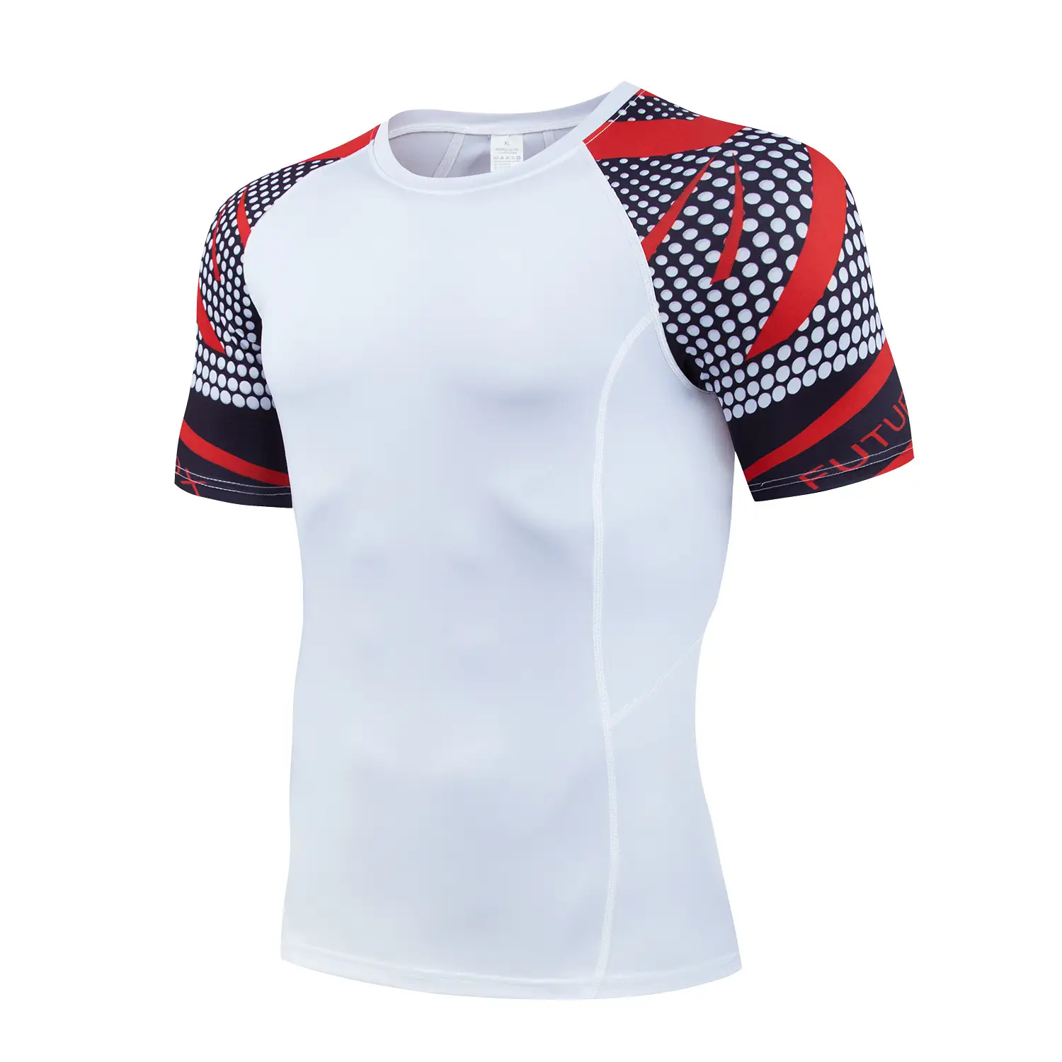 Men's Black Quick-Drying Sports T-Shirt with Red Blue Design - Image 8