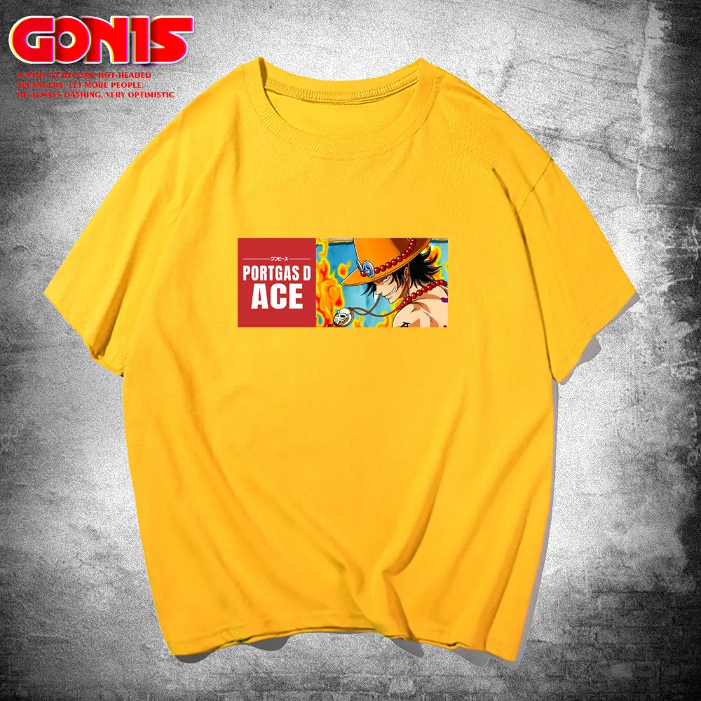 Men's Red Printed T-Shirt One Piece Ace Graphic - Image 9