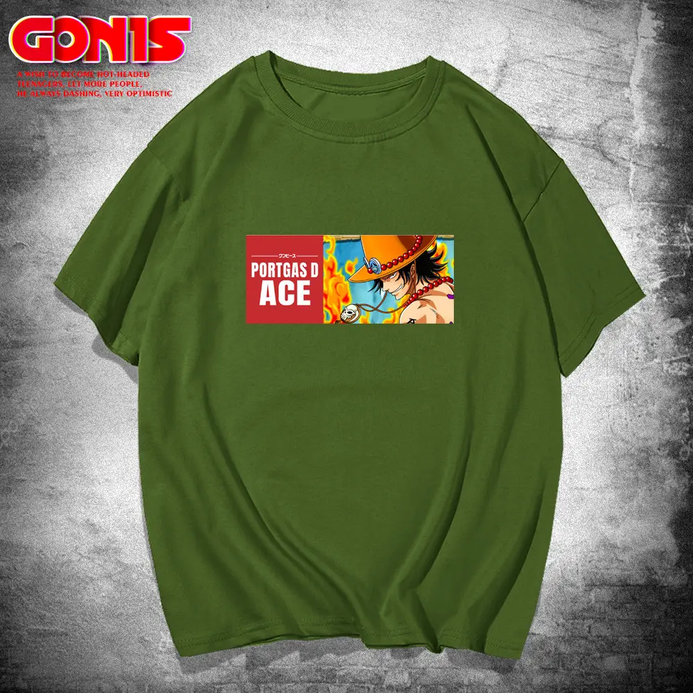 Men's Red Printed T-Shirt One Piece Ace Graphic - Image 6