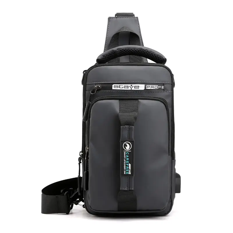 Men's Multi-Functional Charging Chest Bag Black - Image 7