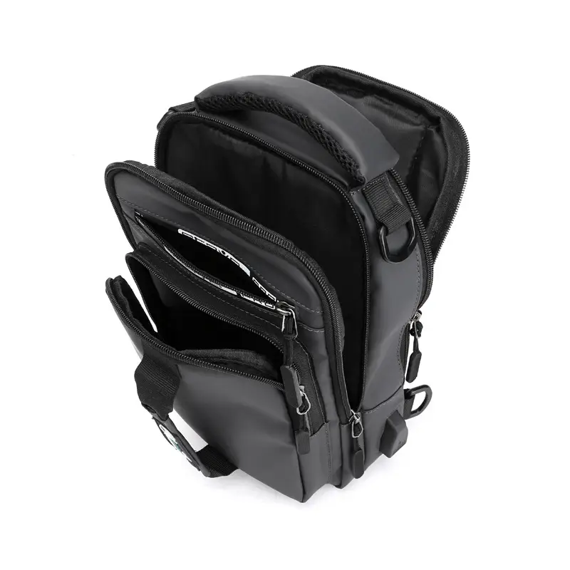 Men's Multi-Functional Charging Chest Bag Black - Image 8
