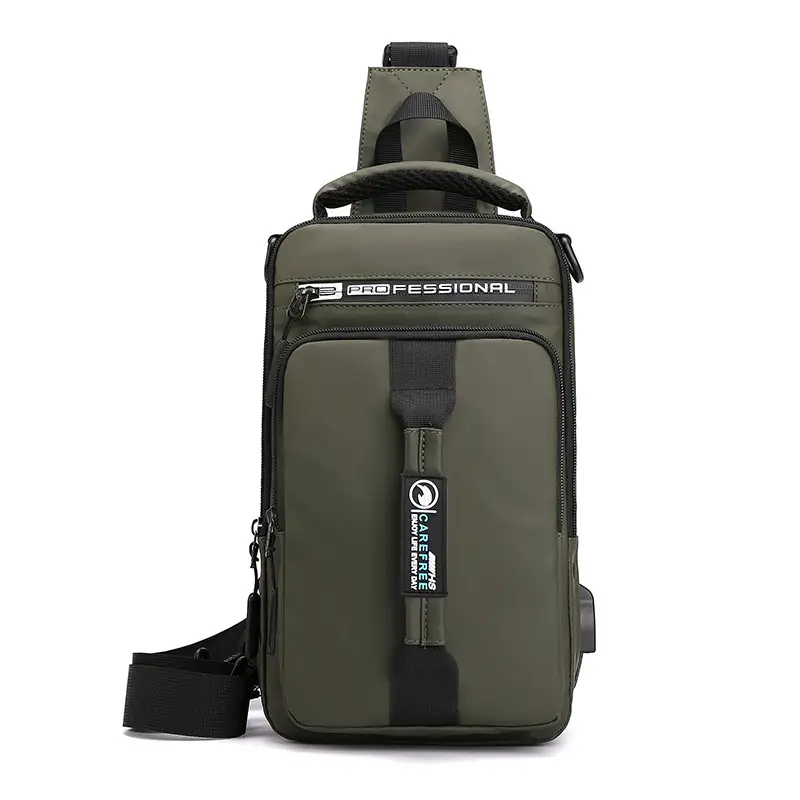 Men's Multi-Functional Charging Chest Bag Black - Image 3