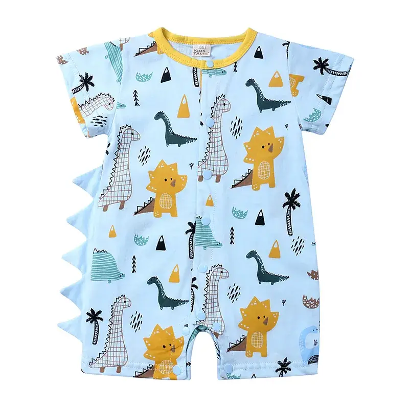 Baby Cartoon Dinosaur Cotton Romper for Newborns - Image 2