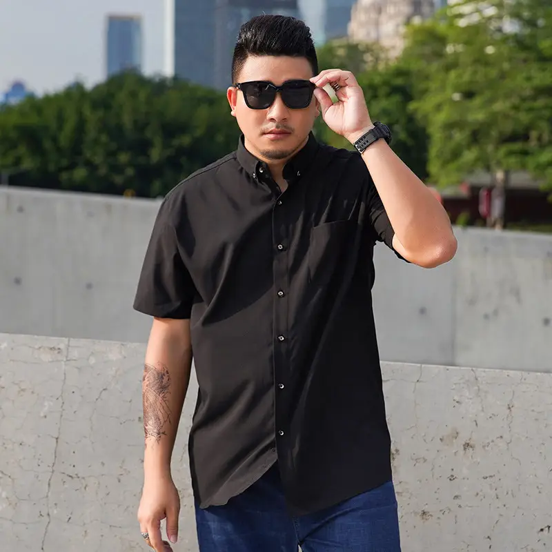 Fatty Plus Size Navy Blue Short Sleeve Shirt - Image 9