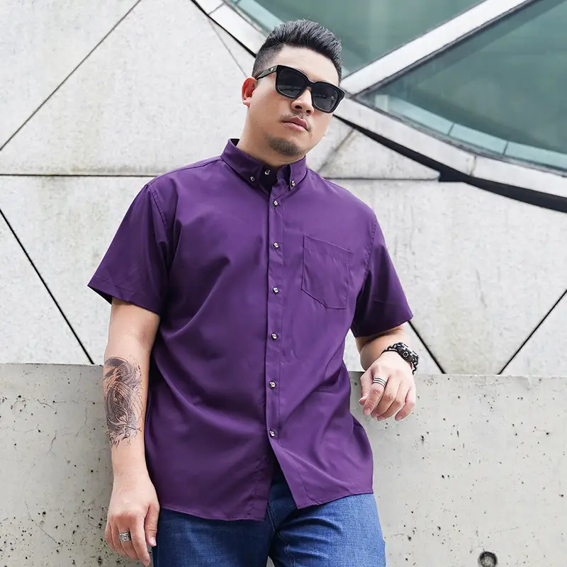 Fatty Plus Size Navy Blue Short Sleeve Shirt - Image 4