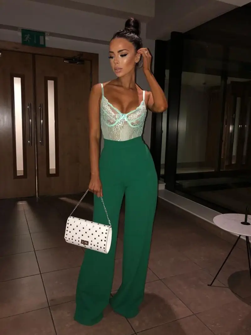 Women's Orange Wide Tube High Waist Trousers Set - Image 6