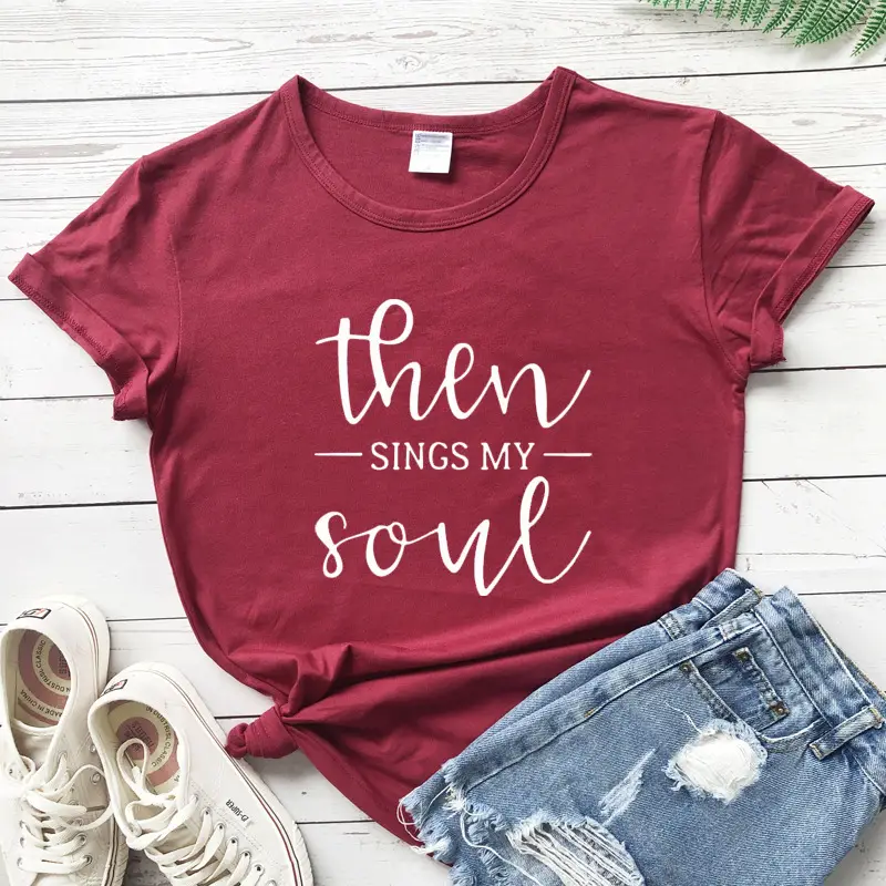 Men Women Gray T-Shirt "Then Sings My Soul" - Image 11