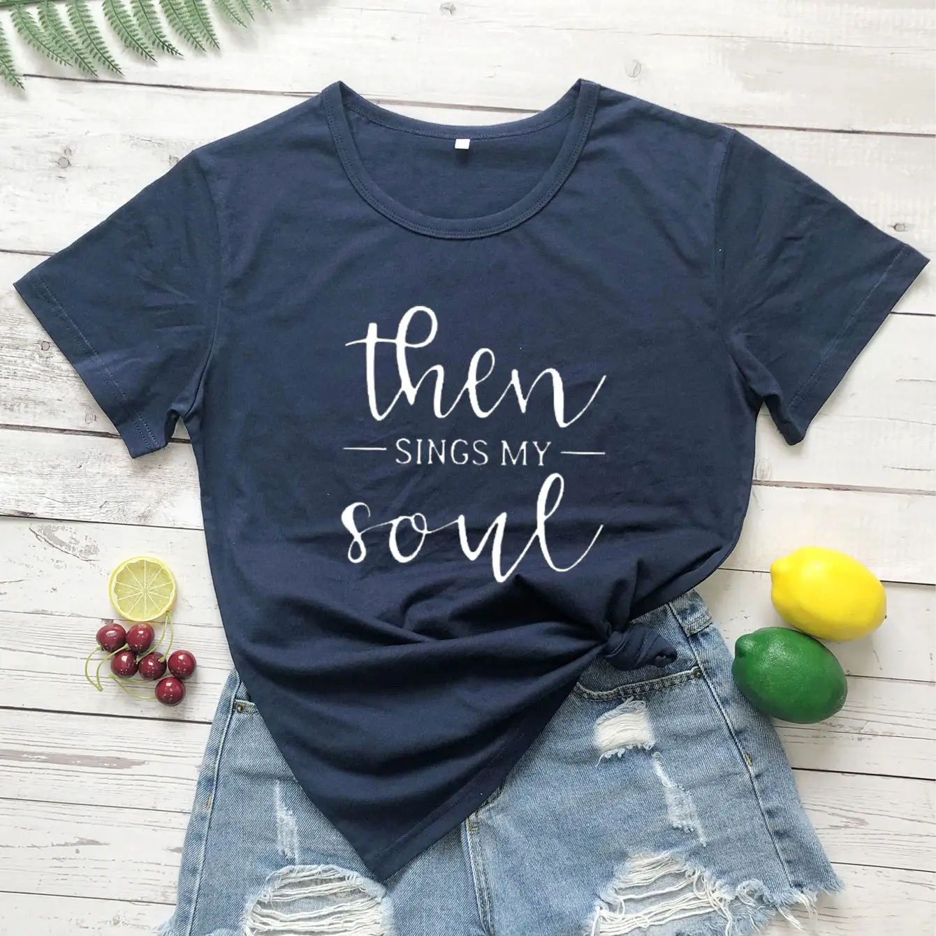 Men Women Gray T-Shirt "Then Sings My Soul" - Image 12