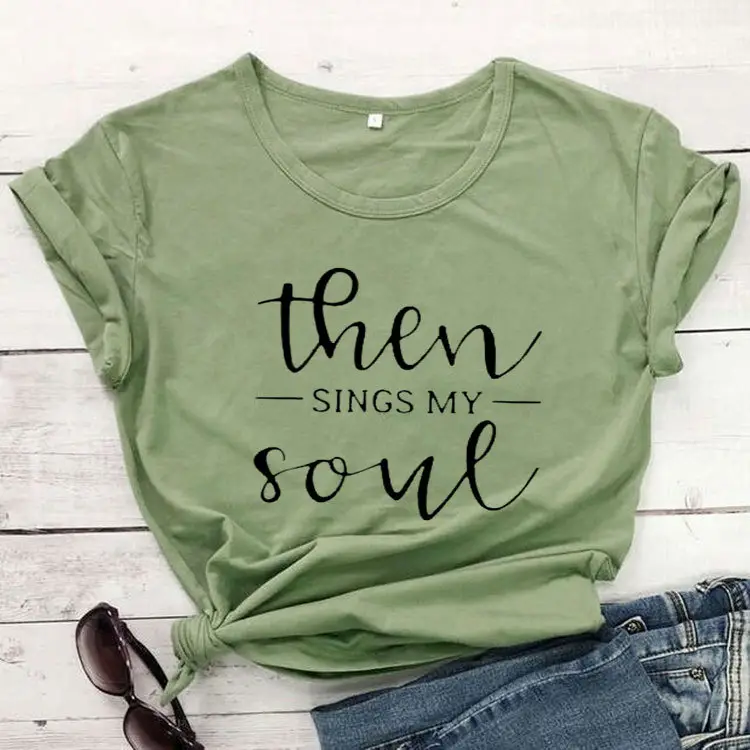Men Women Gray T-Shirt "Then Sings My Soul" - Image 13