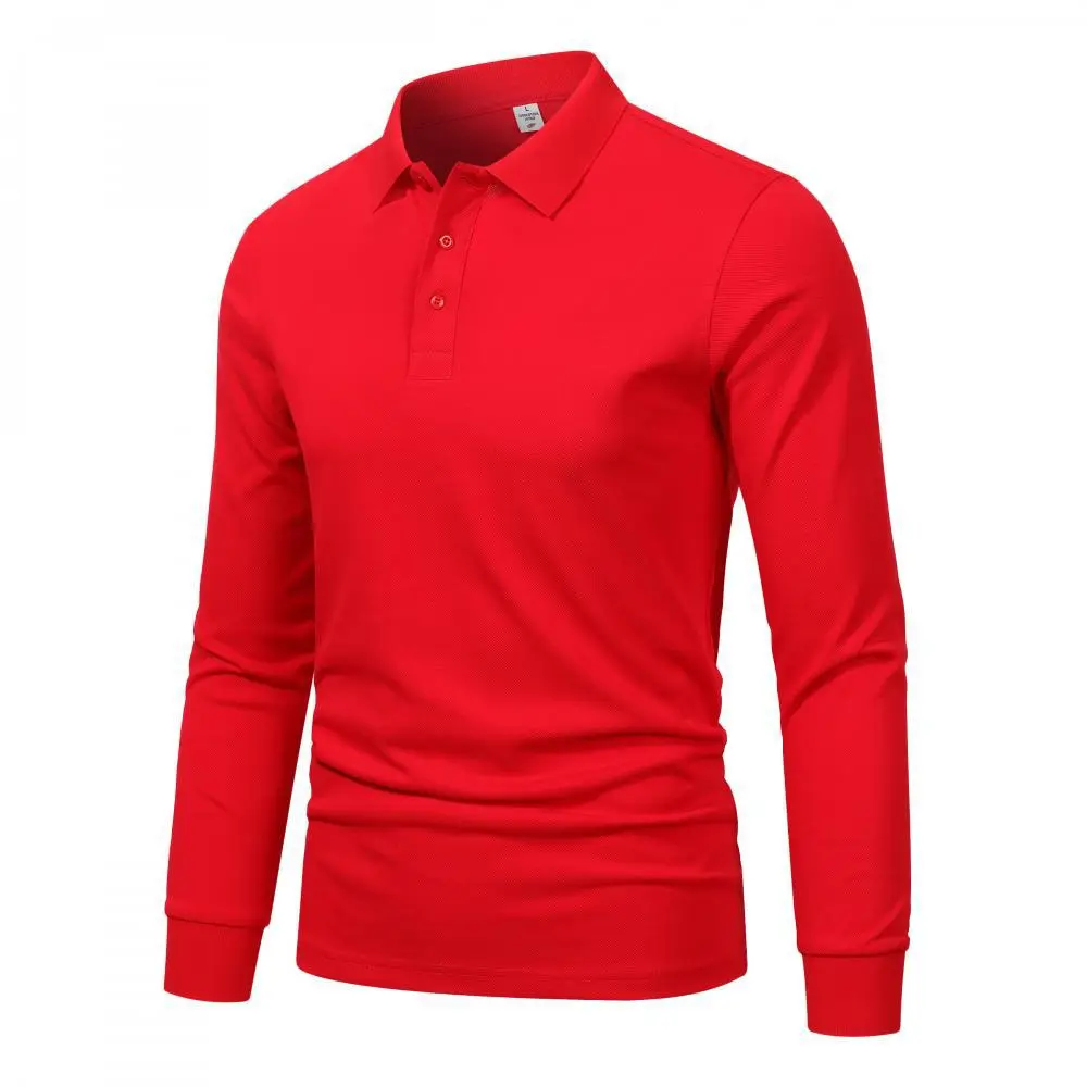Men Red Polo Shirt with Collar Embroidery — feature 6
