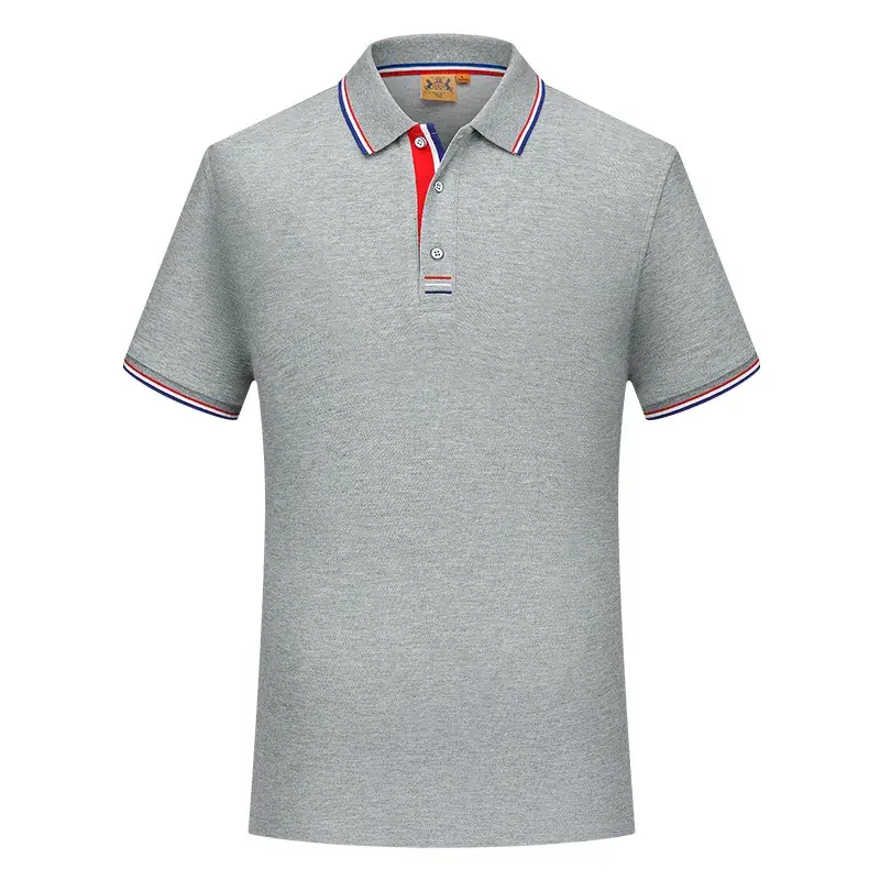 Red Men Polo Shirt Embroidered Blue Fabric - Image 2