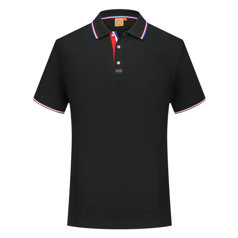 Red Men Polo Shirt Embroidered Blue Fabric - Image 3