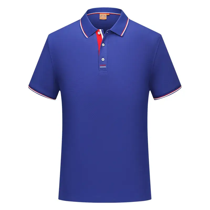 Red Men Polo Shirt Embroidered Blue Fabric - Image 5