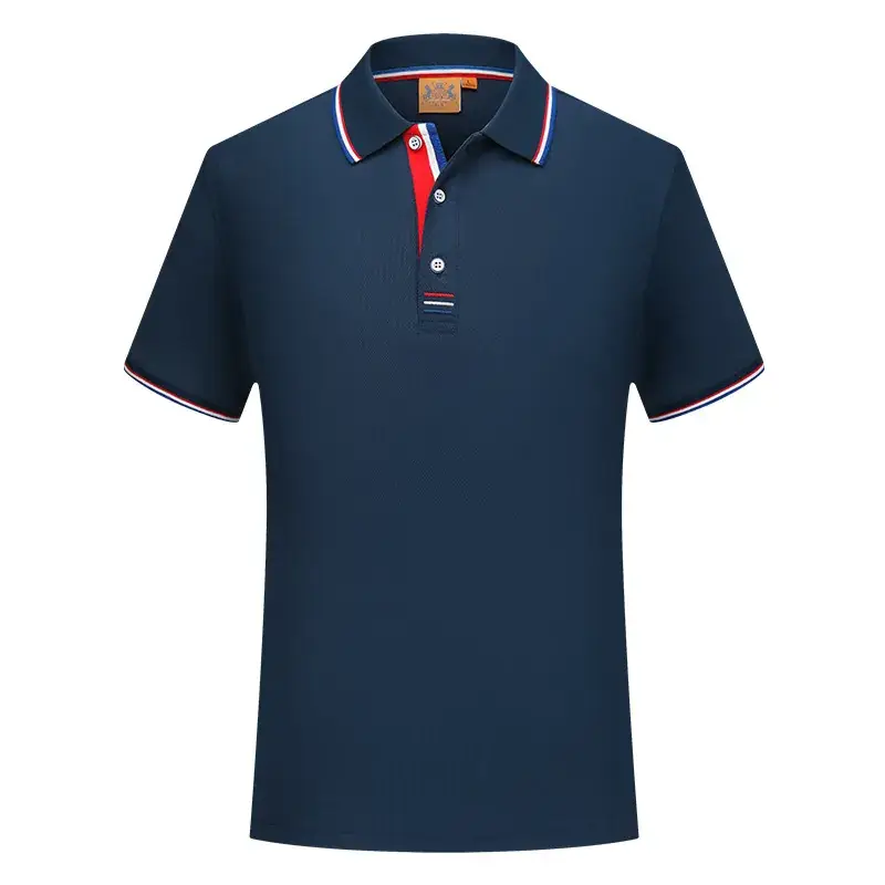Red Men Polo Shirt Embroidered Blue Fabric - Image 6
