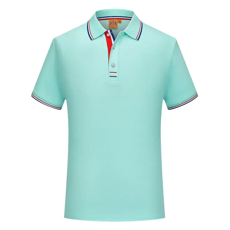 Red Men Polo Shirt Embroidered Blue Fabric - Image 9