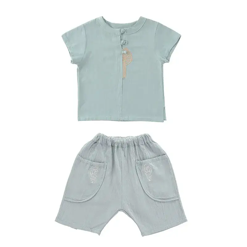 2025 Boys Tang Suit Cotton Linen Short Sleeve Han Style Summer - Image 7