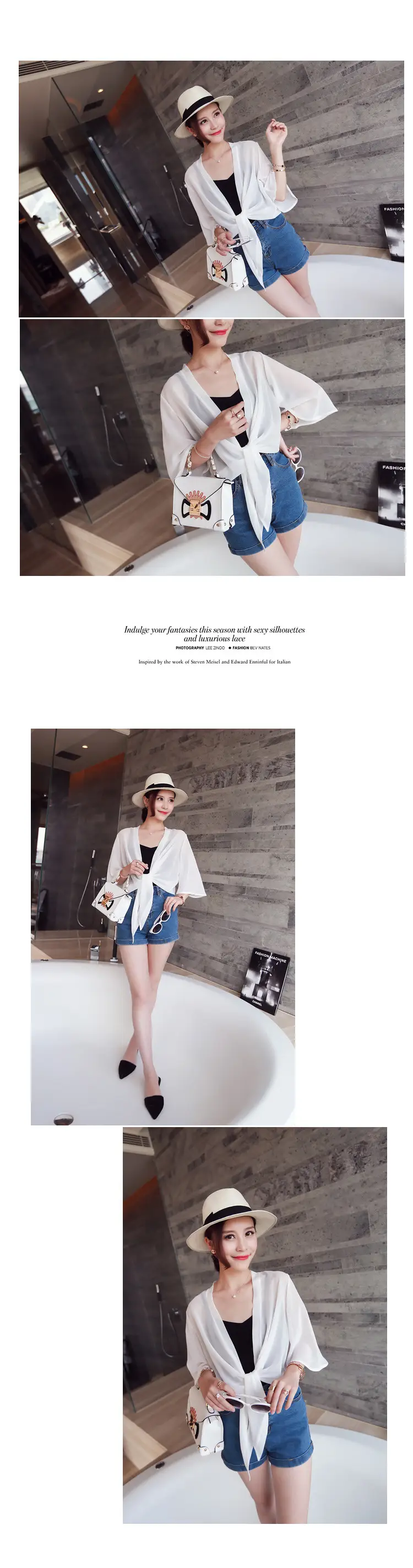 Women Chiffon Shawl Jacket White UV Protection Summer Top — feature 2
