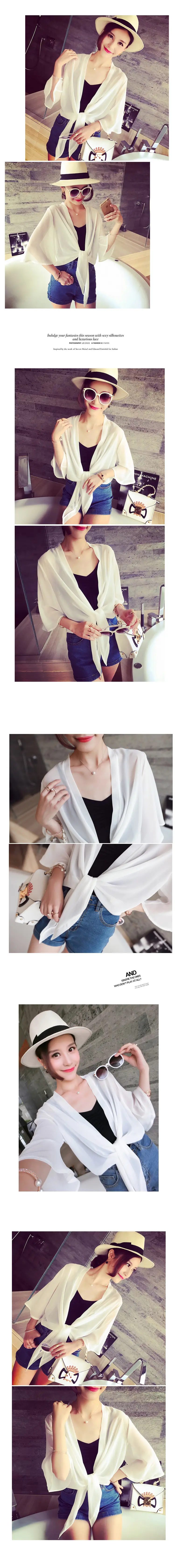 Women Chiffon Shawl Jacket White UV Protection Summer Top — feature 3