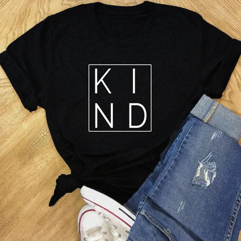 Yellow T-Shirt with "Kind" Print Border Design - Image 2