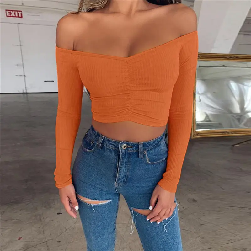 Black Long Sleeve Navel Exposed Top for Women - Image 8