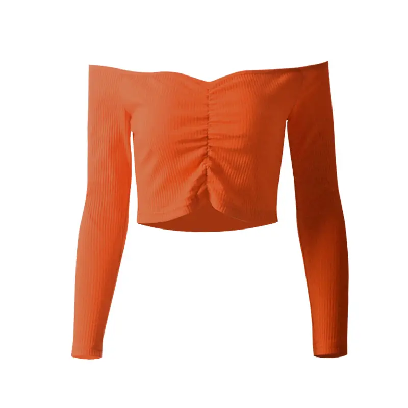 Black Long Sleeve Navel Exposed Top for Women - Image 3