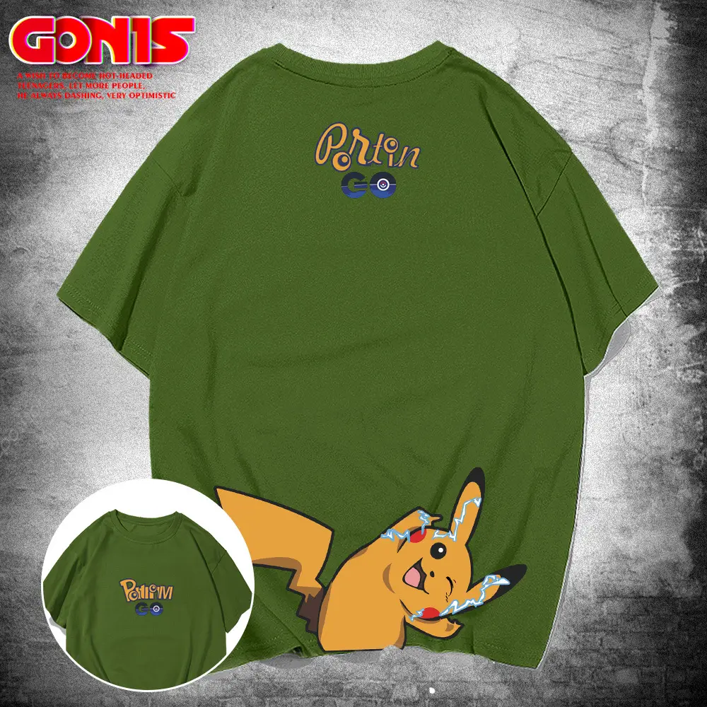 Pokemon Pikachu Green T-Shirt Short Sleeve - Image 6