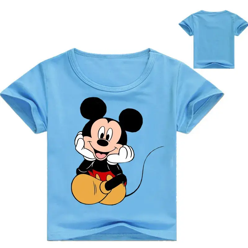 2020 Mickey Mouse Short Sleeve T-Shirt White Blue Kids - Image 6