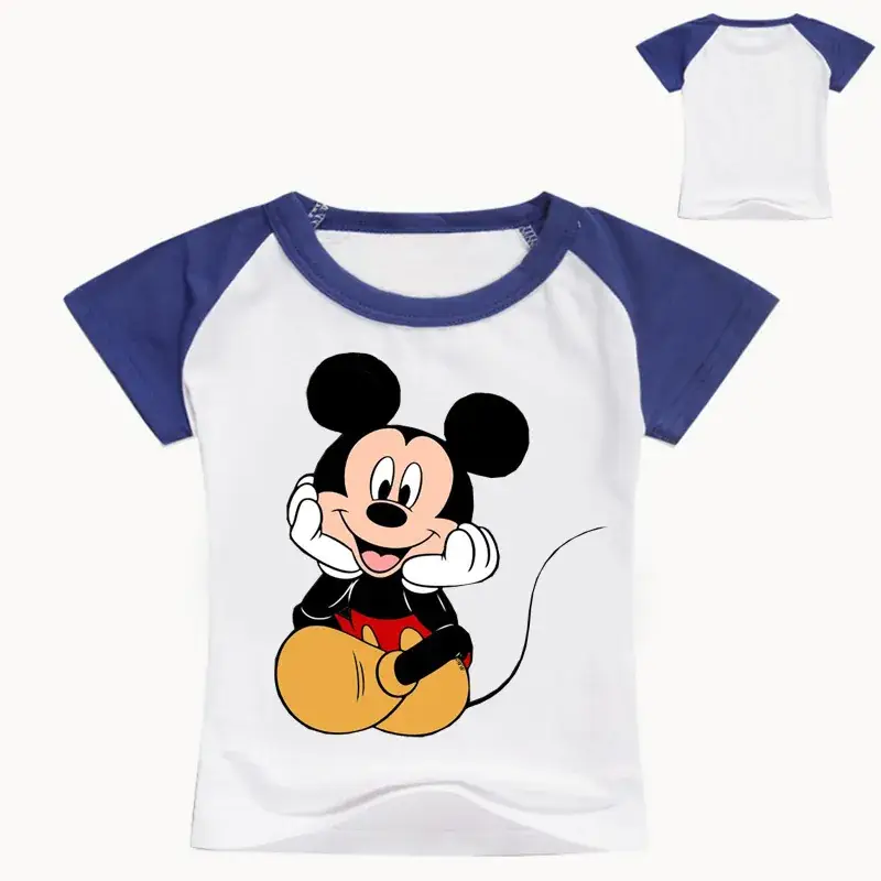 2020 Mickey Mouse Short Sleeve T-Shirt White Blue Kids - Image 8