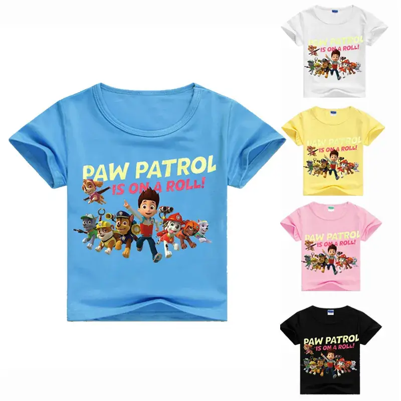 Blue Paw Patrol T-Shirt for Kids Round Neck Cartoon Print - Image 8