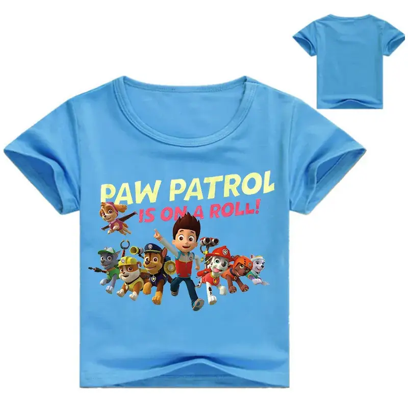 Blue Paw Patrol T-Shirt for Kids Round Neck Cartoon Print — feature 3