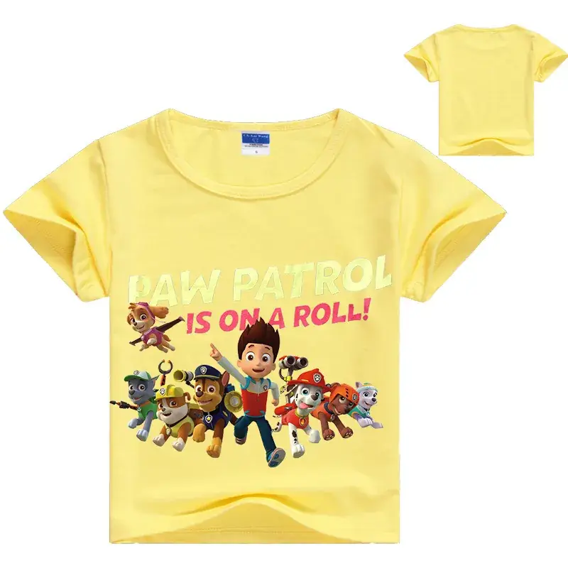 Blue Paw Patrol T-Shirt for Kids Round Neck Cartoon Print - Image 3