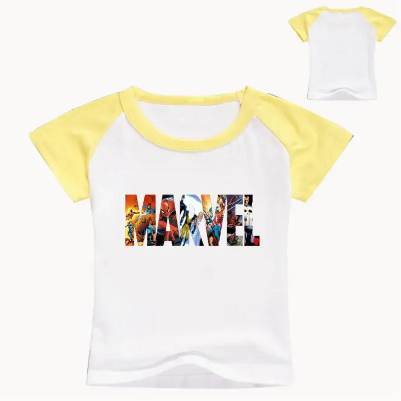 Children's Printed T-Shirt Set White Blue Short Sleeve - Image 9