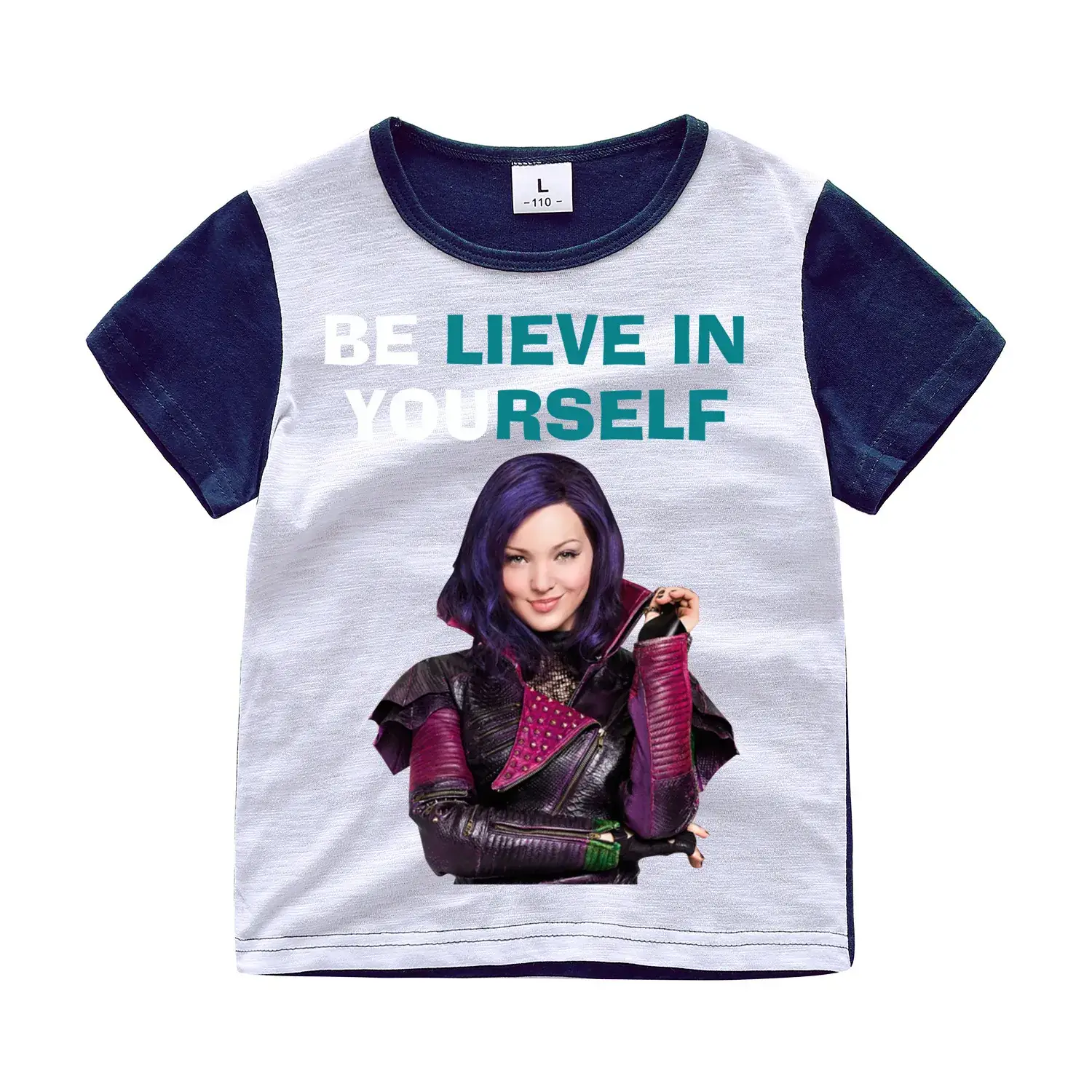 Girls Cartoon T-Shirt White Blue Short Sleeve Summer Wear - Image 6
