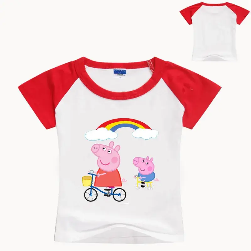 Peppa Pig Cartoon T-Shirt for Kids White Blue - Image 5