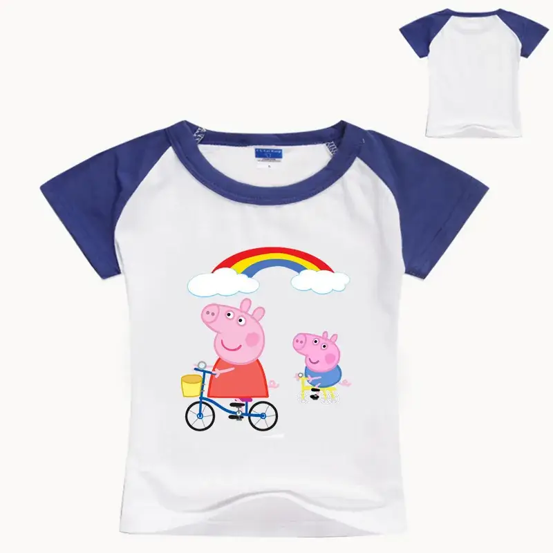 Peppa Pig Cartoon T-Shirt for Kids White Blue - Image 7