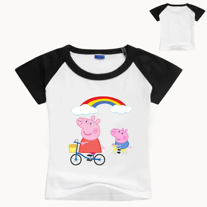 Peppa Pig Cartoon T-Shirt for Kids White Blue - Image 8